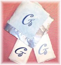 Personalized Luxury Baby Blanket and Burp Cloth Sets